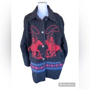 Wooded River Women's Vintage Western Gray/Red Wool Jacket SIZE LARGE